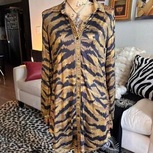 Fashion Nova Tiger Print Shirt Dress | Y2K Glam Animal Print Dress💋